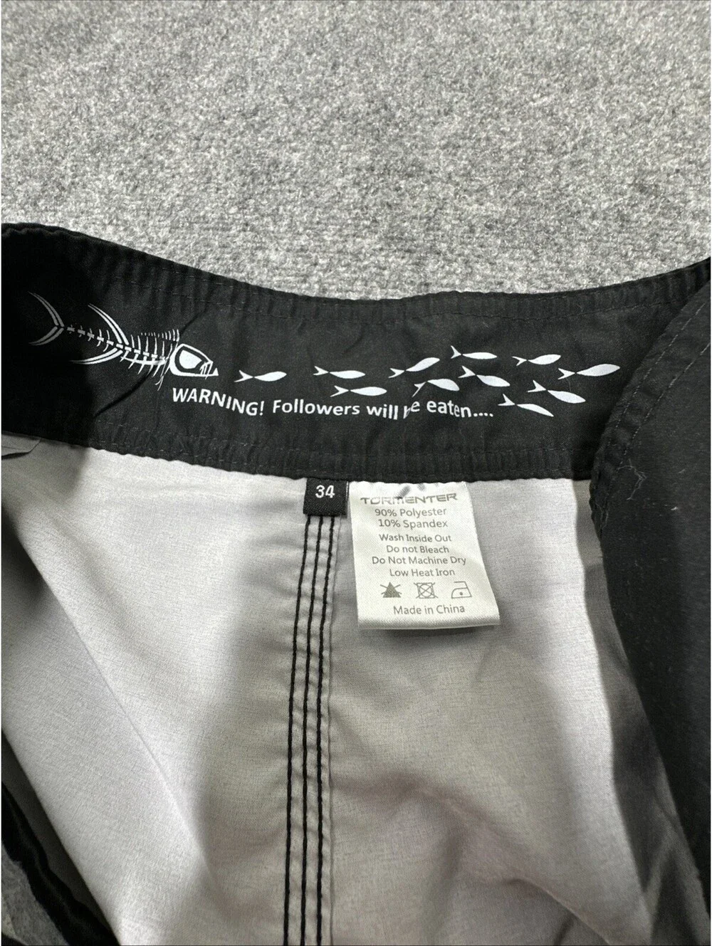 Tormenter Swim Shorts Mens 34 Black Fish Print Graphic Board Shorts Fishing